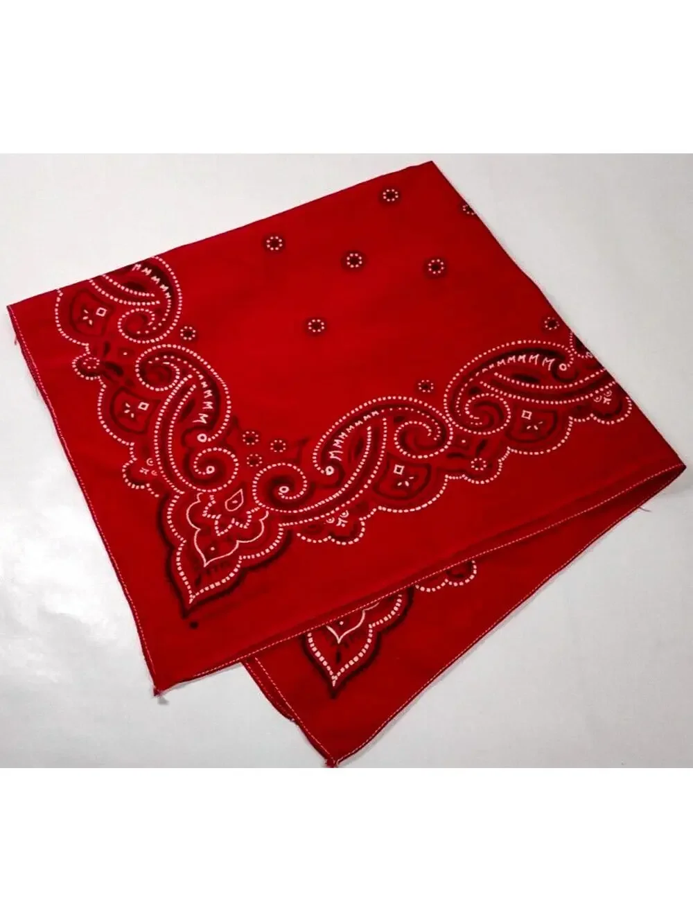 Vintage 30s 40s Red Cotton Bandana M M M's Salvage WASHFAST COLORS WHITE STITCH